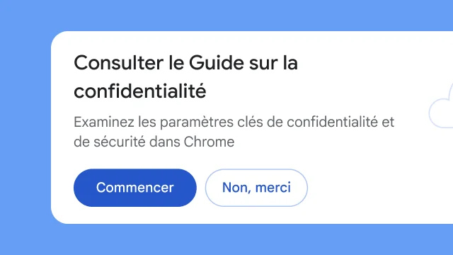 Module isolé demandant aux utilisateurs s'ils souhaitent consulter le Guide sur la confidentialité.